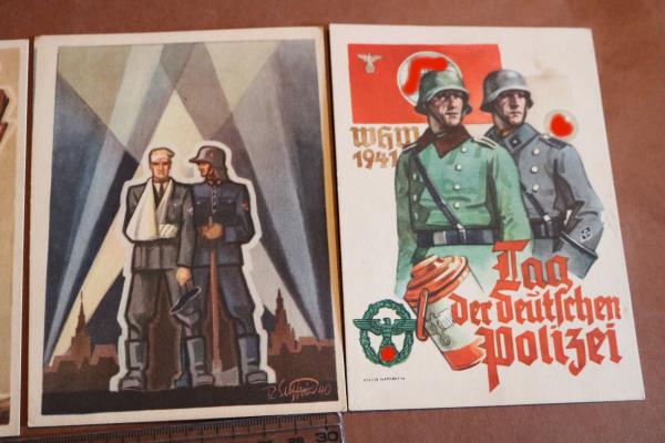 vier alte Postkarten - vers. Motive - Tag der deutschen Polizei 1941